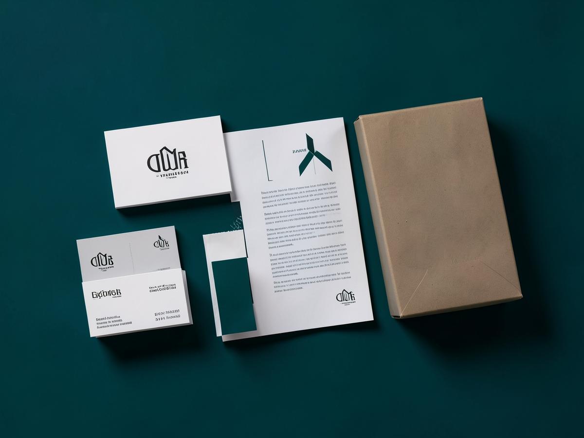 Shop IQ brand identity materials laid out on a desk